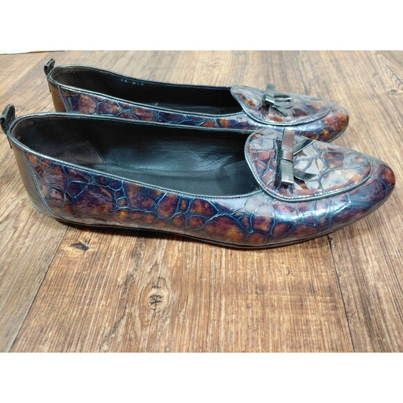 Donald J Pliner Made in Italy Reptile Print Loafers Size 10